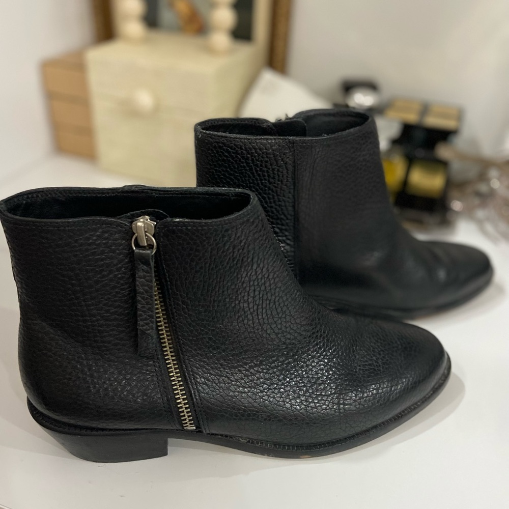 J.Crew black pebbles leather zip ankle booties